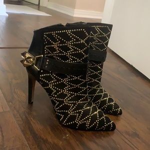 NWOB Sam Edelman Black and Gold Mila Jewel Booties